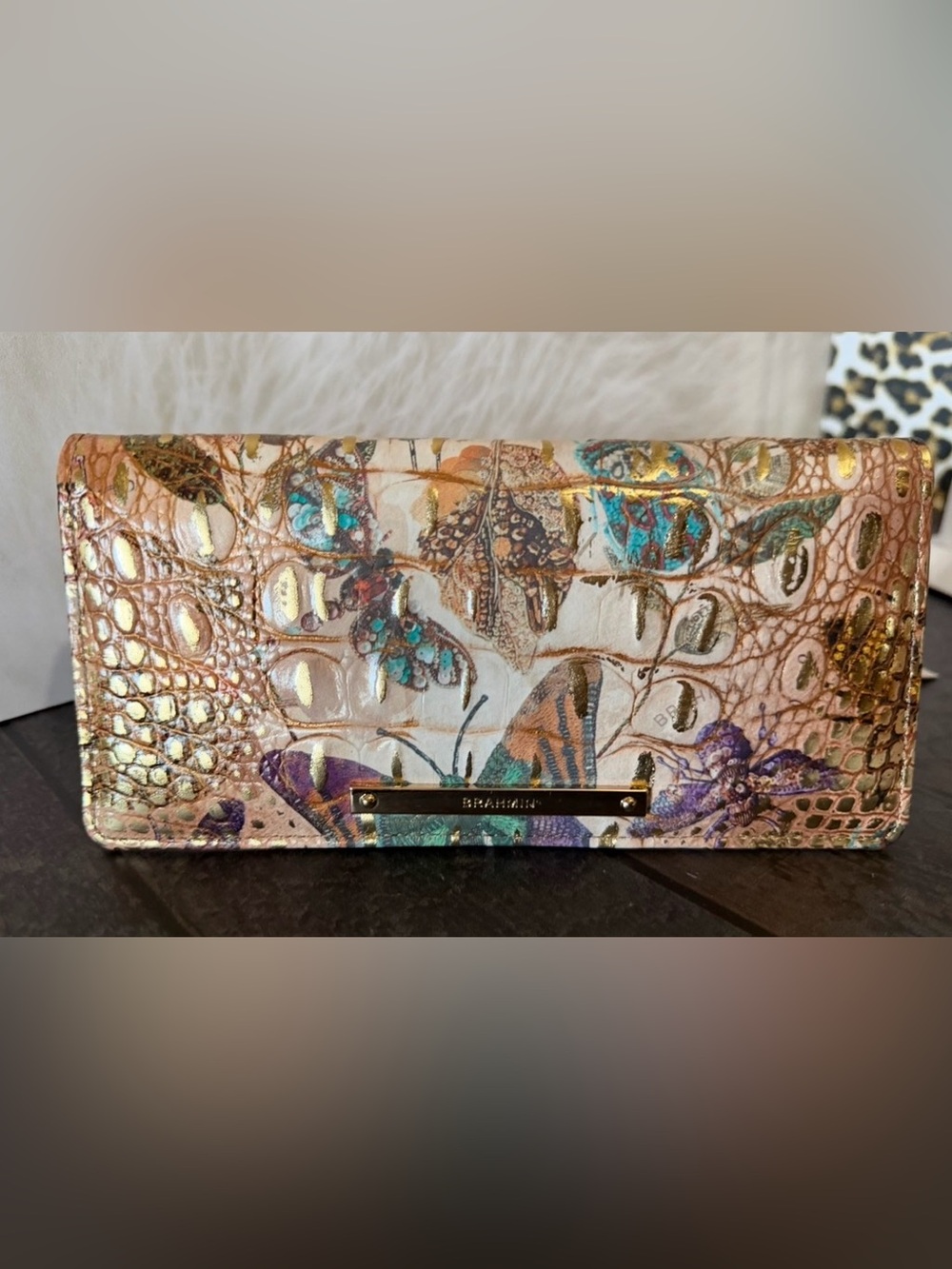 Brahmin ADY Wallet HILL GARDEN Neutral Butterfly Insects Wildlife Beauty NWT